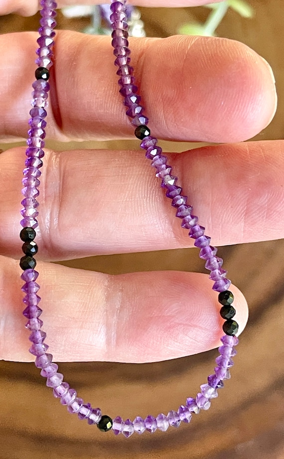 FEB BABY AMETHYST Amethyst Spinel Necklace Sterling Silver Clasp Faceted Gems Etsy