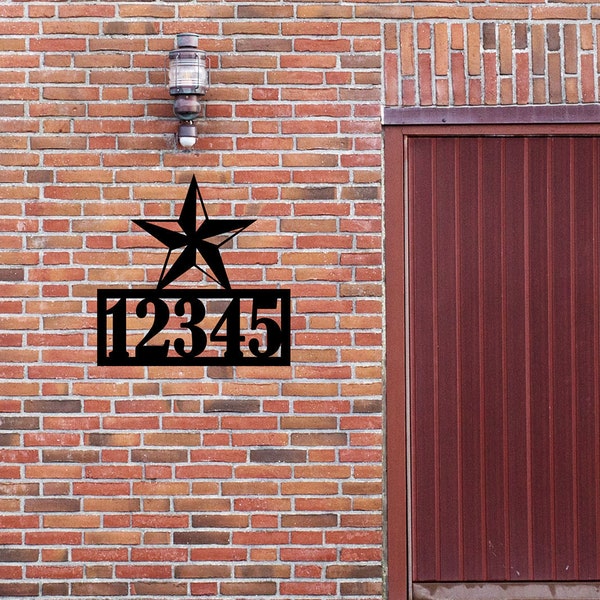 Lone Star Metal House Numbers | Custom Texas Metal Address Plaque | Personalized Texan Metal Wall Sign Wall Art Customized | Texas Proud