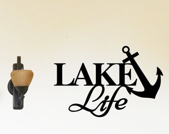 Lake Life Anchor Sign | Metal Lake Sign for Lake House | Vacation Home Wall Decor | Lake House Cabin Wall Art