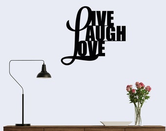 Live Love Laugh Metal Wall Art Sign | Love Decorative Wall Accent | Valentines Day Decor | Housewarming Gift | Family Room Metal Sign