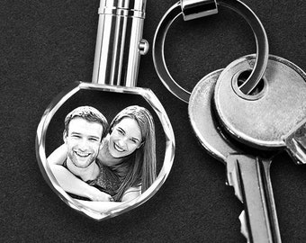 Personalized Photo Glass Keychain | Laser Engraved Photo Keychain | Integrated with LED light  | Mothers Day Gift | Gift for Teachers