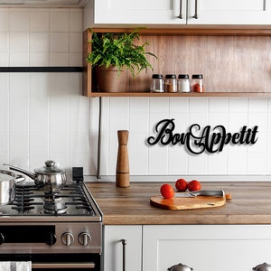 Bon Appetit Sign | Bon Appetit Metal Word | Farmhouse Decor | Kitchen Wall Decor | Housewarming Gift | Metal Word Wall Art | Kitchen Art