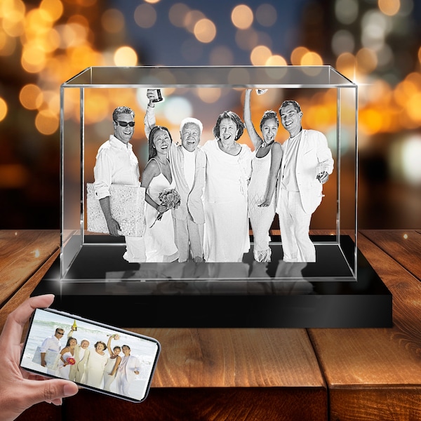 3D Crystal Photo Landscape Personalized with your Photo - Mother's Day for Mom, Grandma, Teacher, Dad, Women - 3D Crystal with Your Image