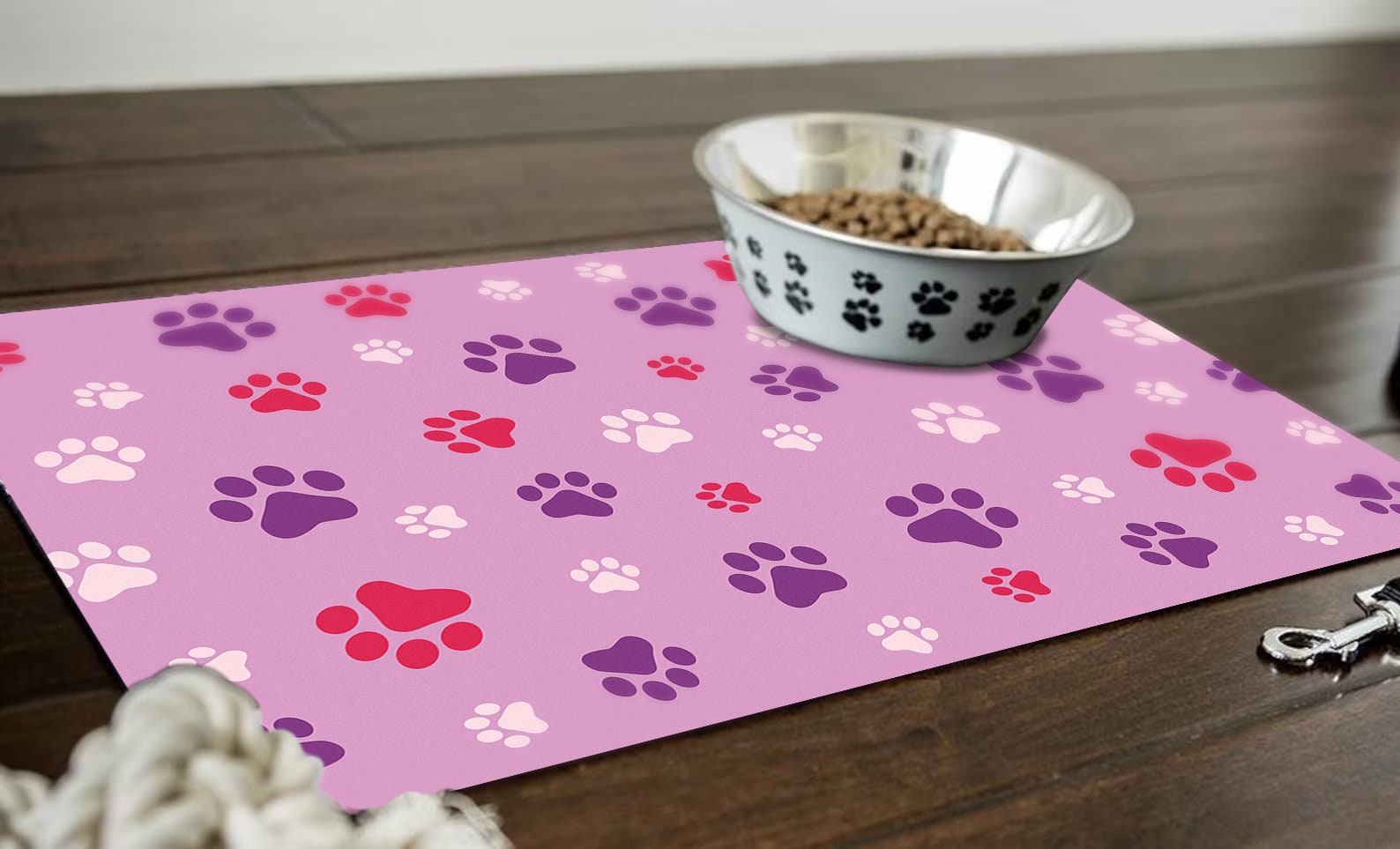 Americat Company: Waterproof Cat Food & Water Placemat - Paw Prints
