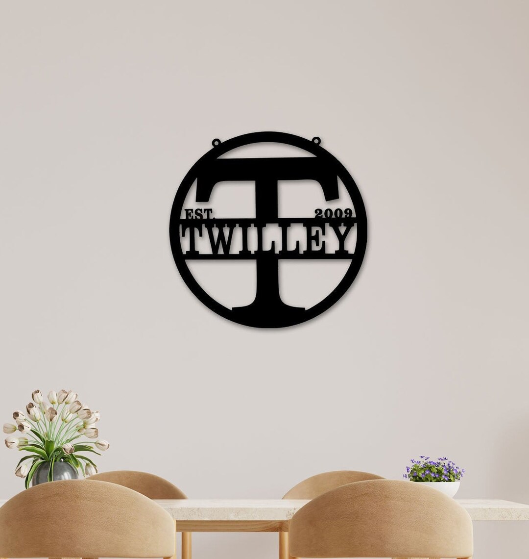 Personalized Family Name Metal Sign Last Name Sign Initial Metal ...