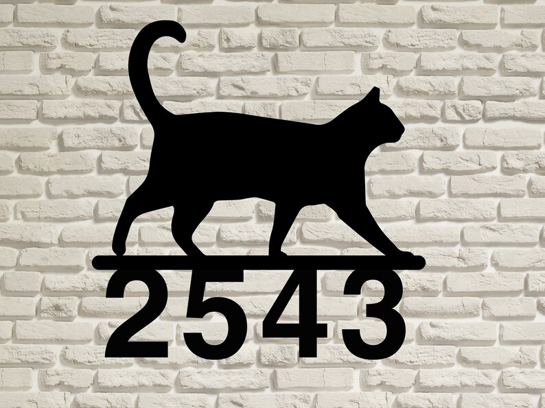 Custom Cat House Number Sign Personalized Metal Decorative Etsy