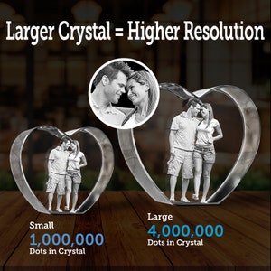 Heart Shaped 3D Crystal Engraved Photo 3D Personalized & Custom Heart Crystal LED Base optional Fathers Day Gift Love Keepsake image 5