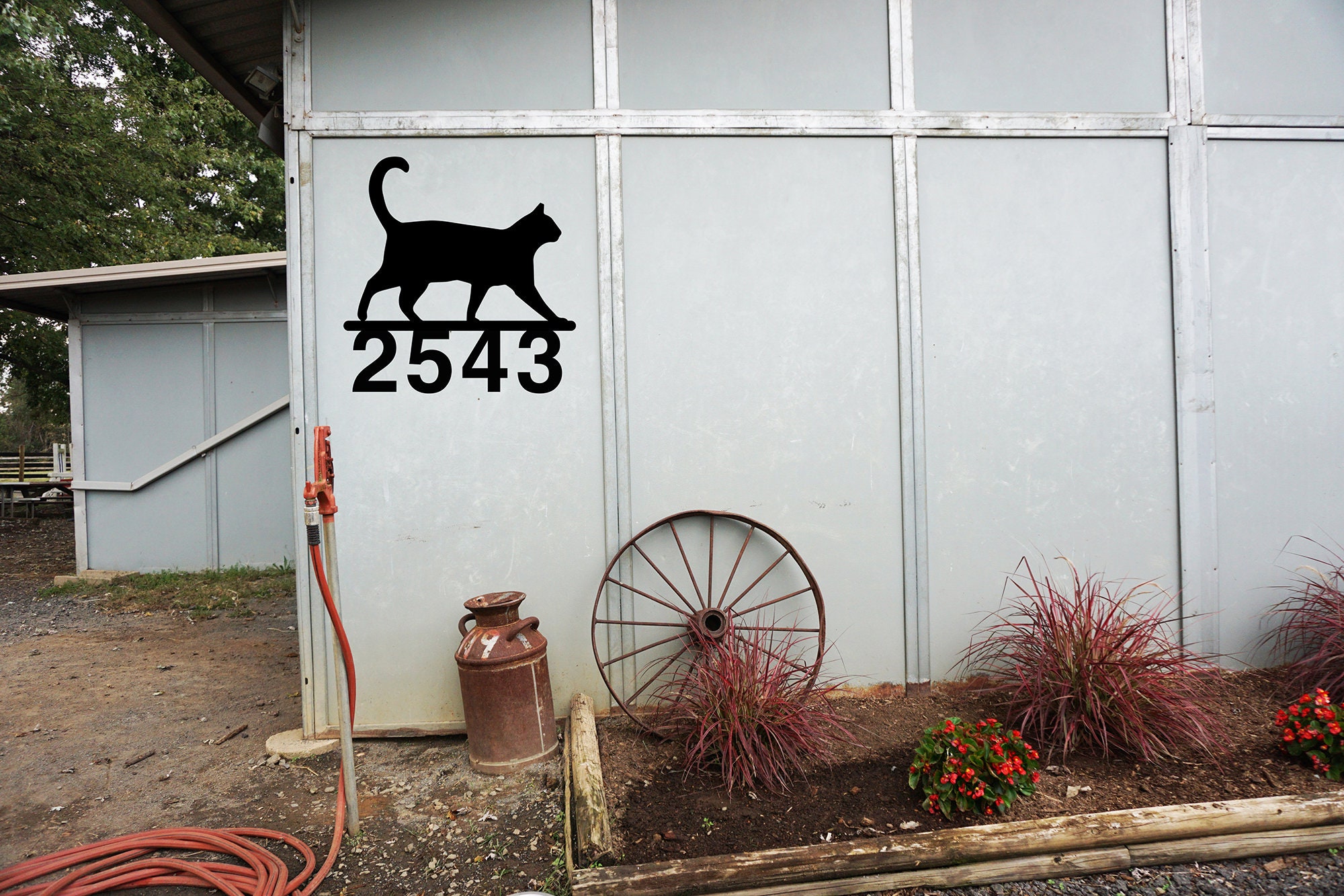 Custom Cat House Number Sign Personalized Metal Decorative Etsy