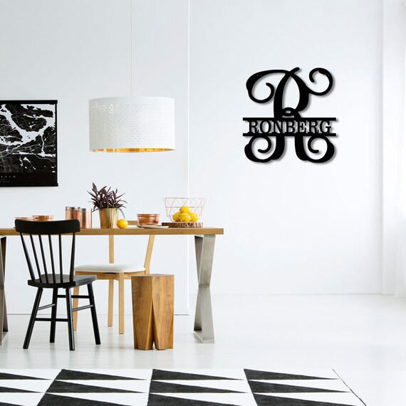 Split Monogram Name Metal Sign Inspiring Metal Wall Art | Etsy