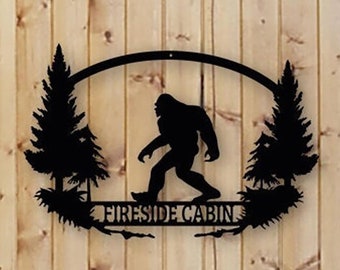 Bigfoot Sasquatch Personalized Metal Sign - Metal Wall Art - Decorative Accent Home Decor Sign