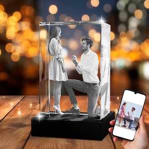 3D Crystal Photo Portrait Personalized with your Photo | Mother's Day gift for Mom, Grandma, Wife, Teacher | 3D Picture in Crystal Gift Idea