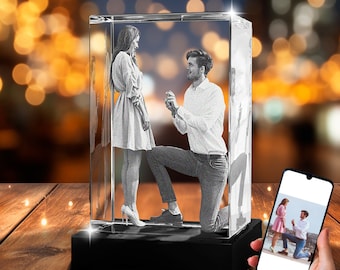 3D Crystal Photo Portrait Personalized with your Photo | Mother's Day gift for Mom, Grandma, Wife, Teacher | 3D Picture in Crystal Gift