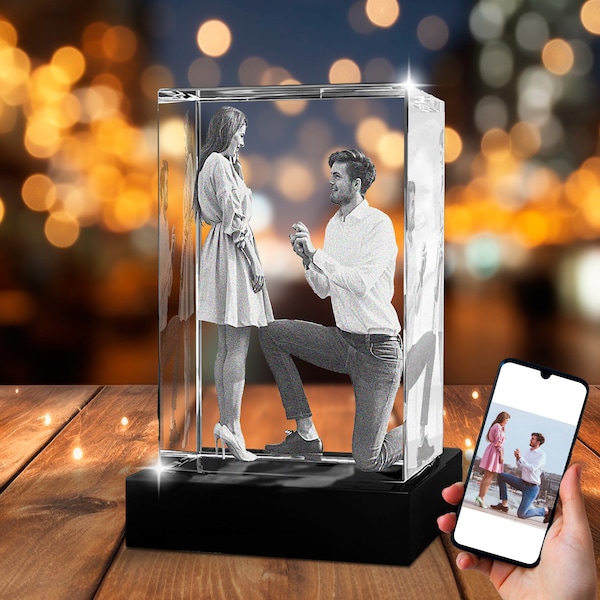 3D Crystal Photo Portrait Personalized with your Photo | Mother's Day gift for Mom, Grandma, Wife, Teacher | 3D Picture in Crystal Gift