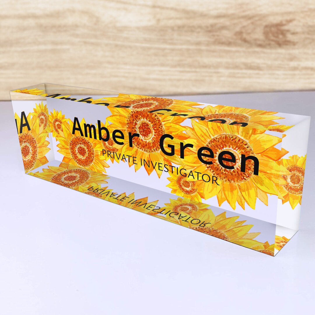 Personalized Desk Name Plate For Office With Yellow Sunflower Floral personalized-desk-name-plate-for-office-with-yellow-sunflower-floral
