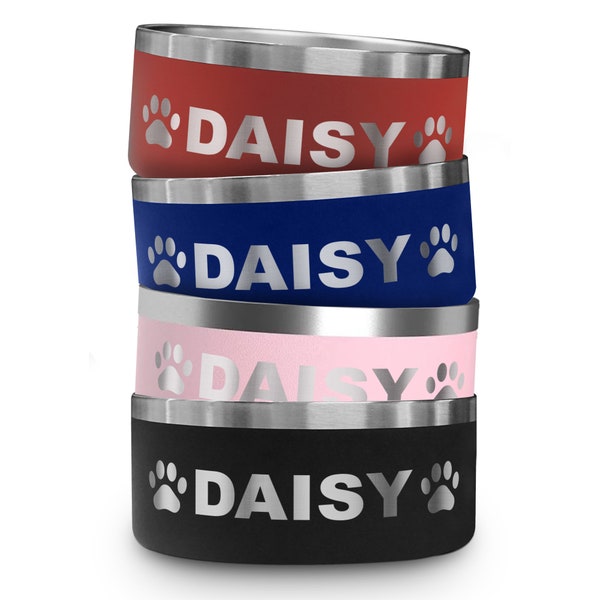 Personalized Dog Bowls and Personalized Cat Bowls | Custom Engraved 32 Oz or 64 Oz Bowls with Pet's Name | Stainless Steel and Non Slip