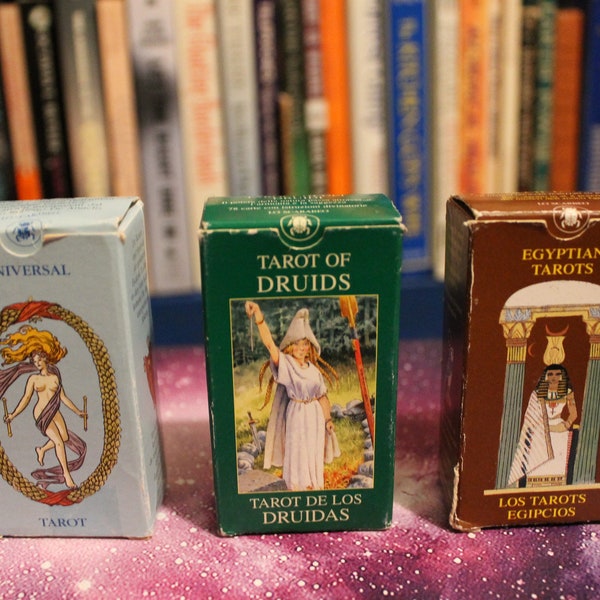 Set of 3 Mini Tarot Decks - Lo Scarabeo- Egyptian- Universal- Druid Mini Decks