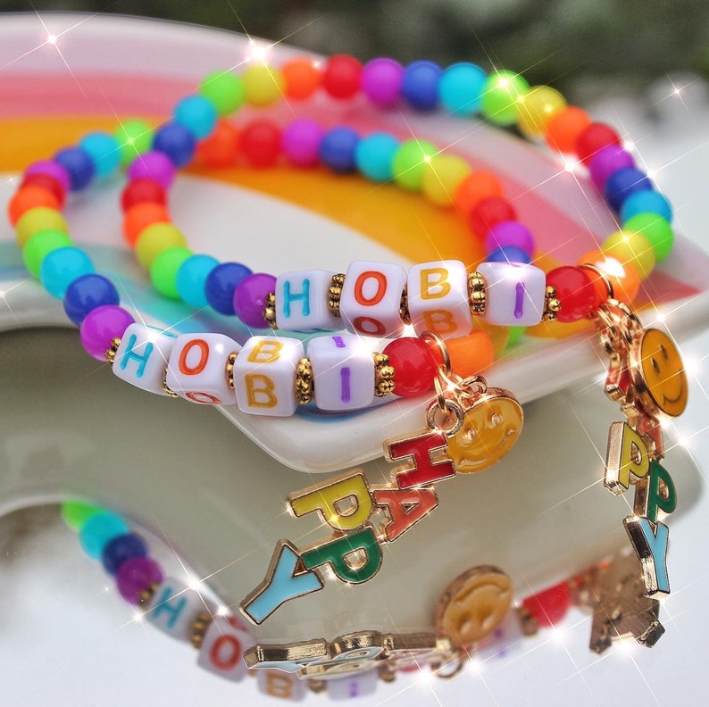Hobi rainbow beaded bracelet BTS jhope 방탄소년단 hoseok charm Etsy