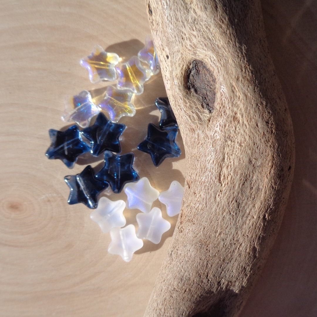 Glass Star Beads5 Starsyou Chooserainbow Star, Frosted Star, Blue