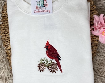 Cardinal Embroidered Sweatshirt or Hoodie.