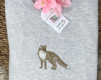 Embroidered Fox Sweatshirt or Hoodie.