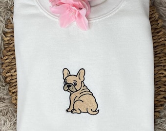French Bulldog Back Embroidered Sweatshirt or Hoodie.