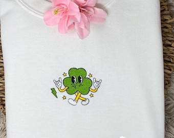 Walking Shamrock St. Patrick’s Day Embroidered. Hoodie or Sweatshirt.
