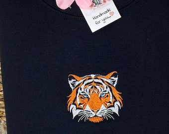 Tiger Face Embroidered Hoodie or Sweatshirt.