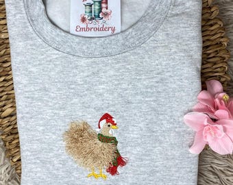 Christmas Chicken Fringed Sweatshirt or Hoodie.