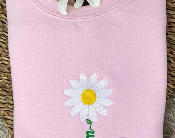 Embroidered Daisy Flower Mom Sweatshirt or Hoodie.