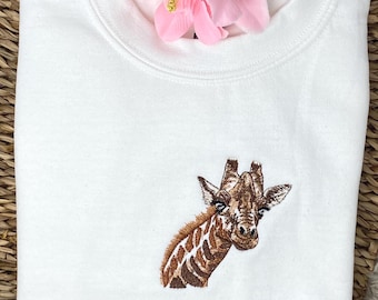 Giraffe Embroidered Hoodie or Sweatshirt.