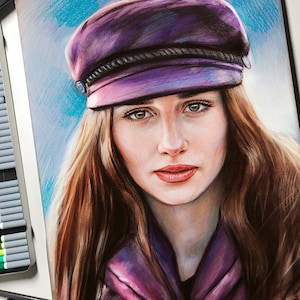 Gekleurd op maat gepersonaliseerd portret van foto, hoogwaardige handgetekende originele pasteltekening op papier, cadeau voor haar, cadeau voor hem