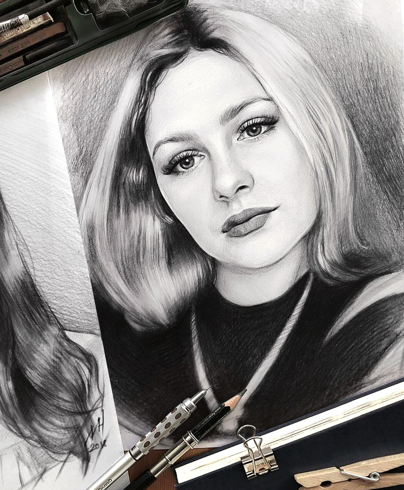 Graphite Pencil Portrait Portrait Drawing Drawing Portrait Etsy