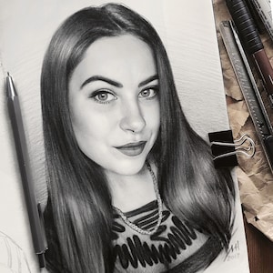 Graphite Pencil Portrait, Portrait drawing, Drawing Portrait from photo, Unique gift idea for mom, father, wife, husband, children and other image 10