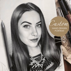 Drawing portrait from photo, graphite custom portrait, portrait drawing, unique gift idea for mom, father, wife, husband, children and other