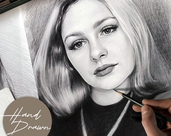 Custom Graphite Pencil Portrait, Hand Drawn from Photo