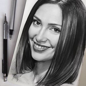 Graphite Pencil Portrait, Portrait drawing, Drawing Portrait from photo, Unique gift idea for mom, father, wife, husband, children and other image 9