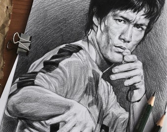 Bruce Lee Drawing Etsy Bruce Lee Drawing Etsy