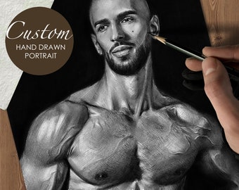 Portrait réaliste au crayon à partir d'une photo - Art de croquis masculin dessiné à la main en graphite personnalisé, idée cadeau personnalisée unique pour lui