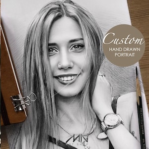 Graphite custom portrait, portrait drawing, drawing portrait from photo, unique gift idea for mom, father, wife, husband, children and other