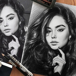 Drawing portrait from photo, original graphite pencil portrait, portrait drawing, gift personalized portrait from photo, family portrait