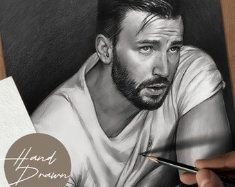 Original hand drawn graphite custom male portrait, custom drawing from photo, unique personalized Gift idea for Him