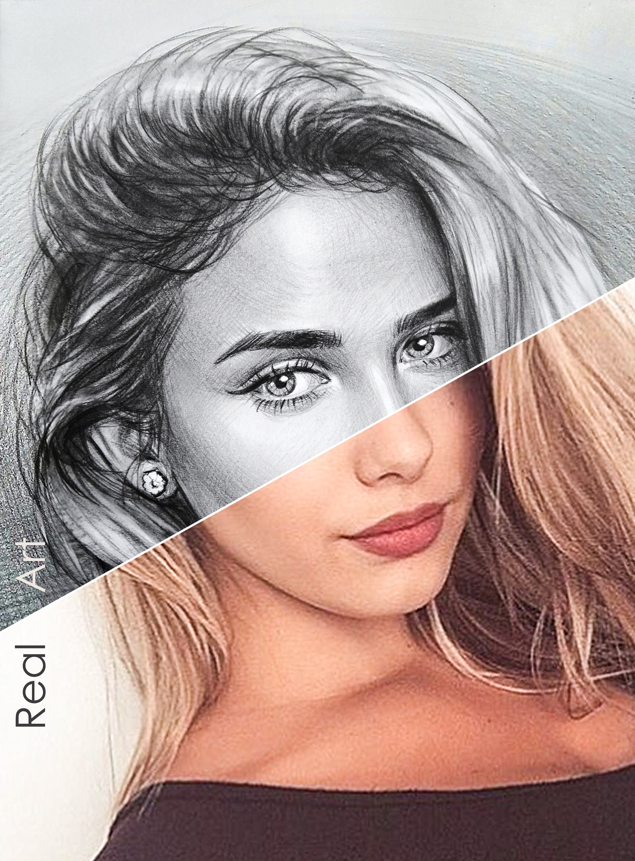 Personalized Handmade Drawing Portrait Drawing Graphite Etsy