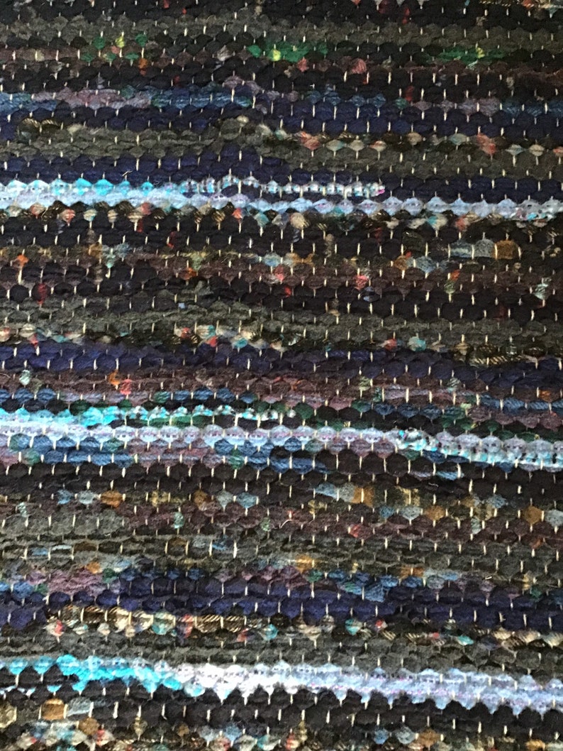 Unique Handwoven Wool Rag Rug upcycled out of waste selvedge