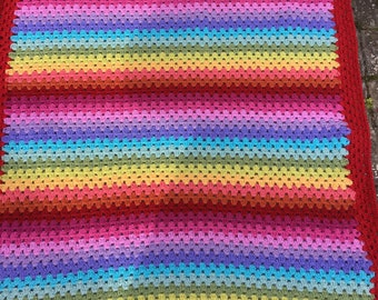 Colourful baby blanket, crocheted baby blanket, christening gift