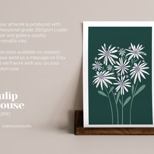 Flower Bunch in Green, Pastel Petals with Texture Botanic Design in a Scandinavian Style Nordic Wall Art Print image 2