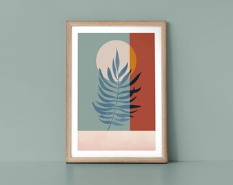 Rust Palm Fern Leaf Scandinavian Style Botanical Nordic Wall Art Print by Tulip House Studio