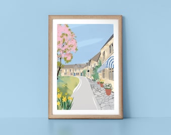 Cotswolds in Spring, English Landscape Travel Print by Tulip House Studio
