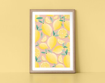 Luscious Lemon Yellow Lush Scandinavian Style Nordic Wall Art Print by Tulip House Studio