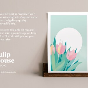 Beautiful Pastel Spring Tulip Flower Bouquet Scandinavian Style Botanical Nordic Wall Art Print by Tulip House Studio image 2