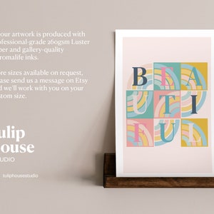 Beautiful Typographic Rainbow Letter Wall Art Print by Tulip House Studio image 2